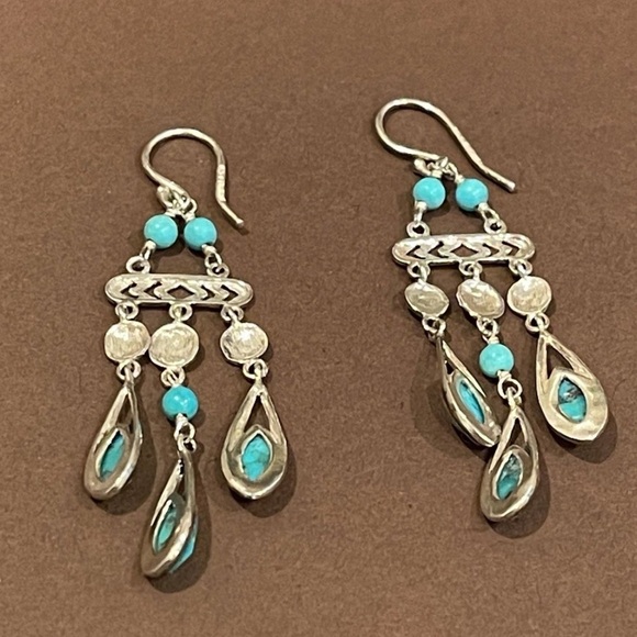 Silpada Turquoise and Silver Chandelier Earrings - Picture 4 of 9